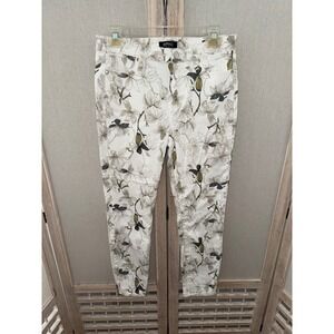 Buffalo David Bitton Floral Print Skinny Ankle Pants White Casual Size 4/27